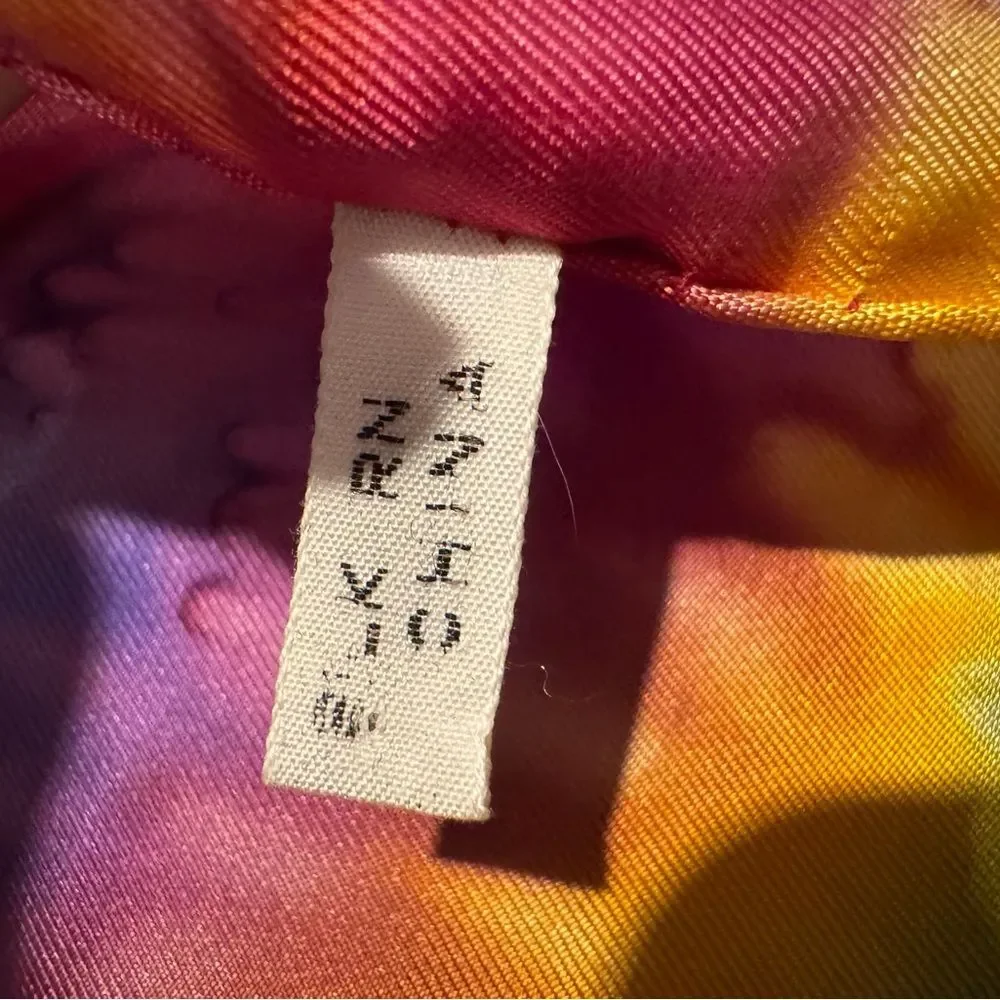 Vintage 100% Pure Silk Tie Dye Scarf 35” Square Multicolor Scarf Abstract Print